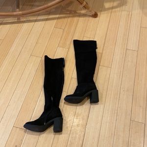 Italian suede black knee high boots